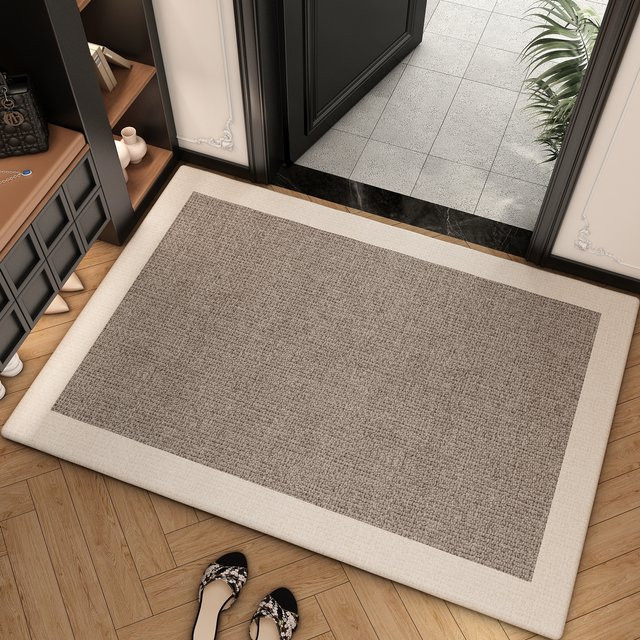 VIKAMA Luxus-Fußmatte mit Gittermuster in Beige, schmutzabweisender Eingangsteppich, Rechteckig, Breite: 60 cm, Tiefe: 40 cm, Höhe: 2 cm - Bild 1
