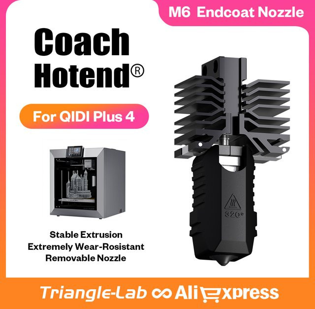 Trianglelab & Phaetus Conch Hotend für QIDI Plus4 in Schwarz mit abnehmbarer EndCoat-Düse für stabile Extrusion - Bild 1