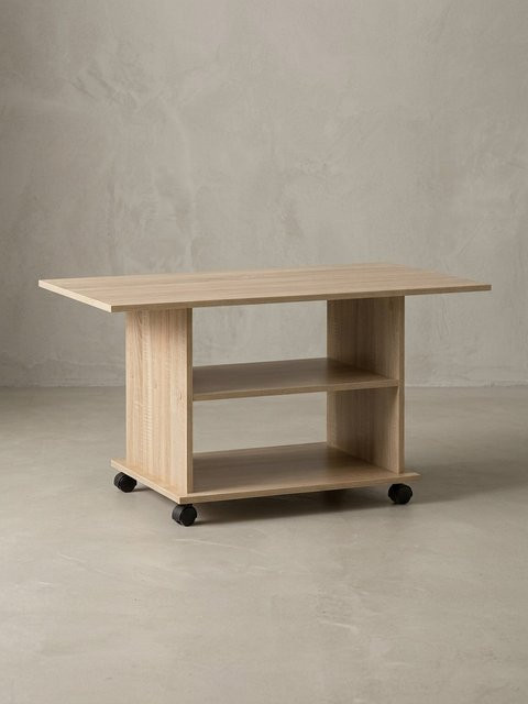 Drehbarer Couchtisch von KADIMA DESIGN aus Holz in Braun mit Rollen und Stauraum, B/T/H: 95 x 54,5 x 51 cm - Bild 1