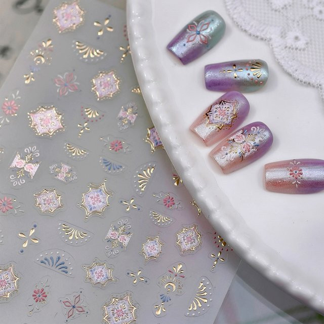 NAILFYOU Nail Art Aufkleber, Bunte Gold Sterne, Metallic - Bild 1