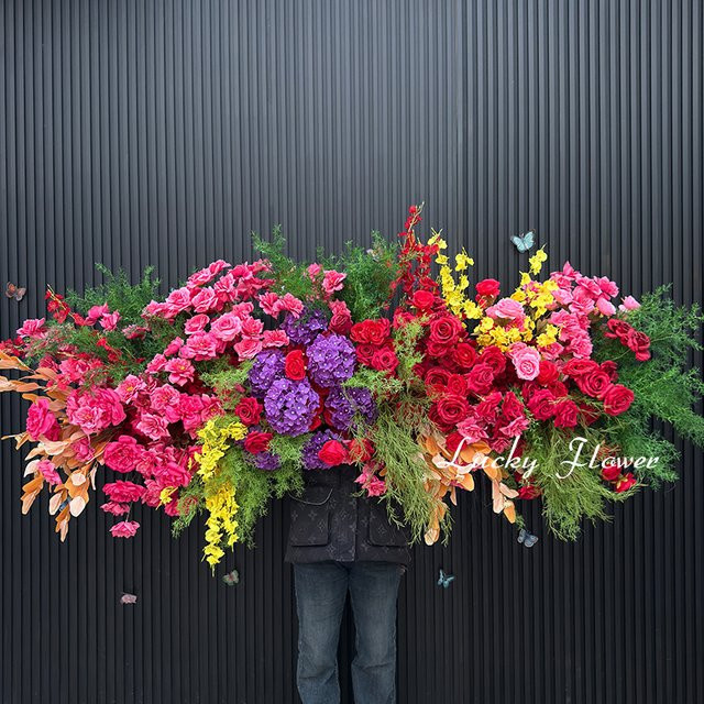 Rosa Künstliche Rosen Blumenreihe als Hängende Florale Dekoration für Hochzeiten und Willkommensschilder - Bild 1