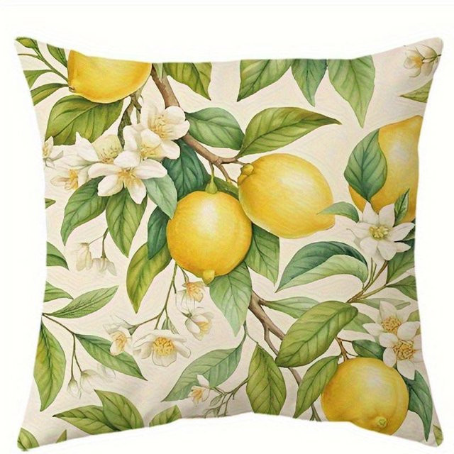 JMG Clothing Kissenbezug mit Zitrone und Blumenmuster in Gelb, B/B: 60 x 60 cm - Bild 1