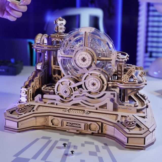 Robotime Rokr Pinball Model Gear Ball Challenge, 3D-Holzpuzzle-Modellbausatz, Holz - Bild 1