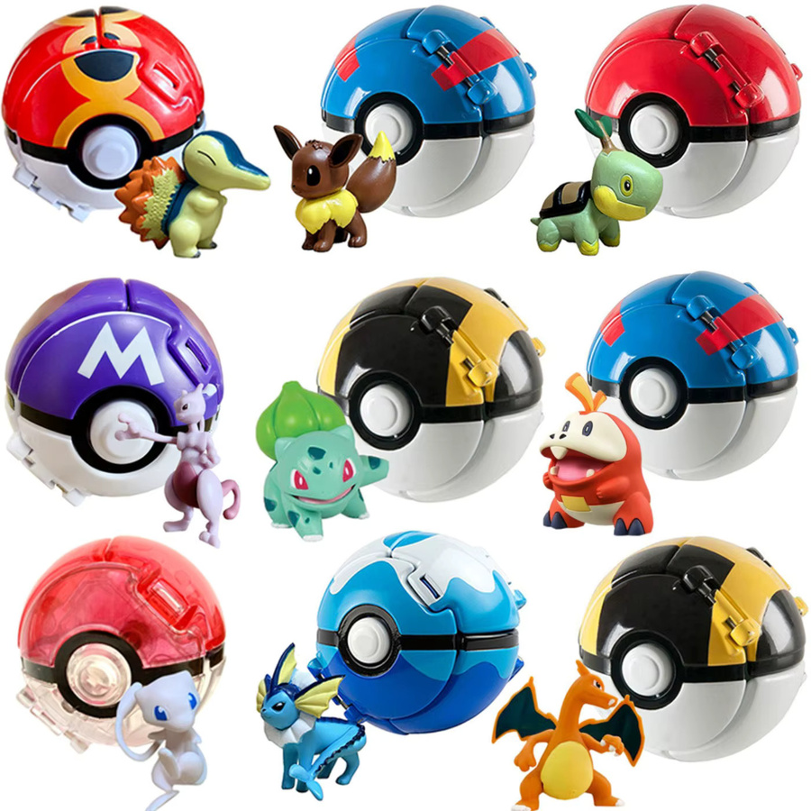 Bandai Pokemon Actionfigur, Pikachu Glurak Mewtu Bisasam Schiggy Mew, Bunt / Mehrfarbig - Bild 1