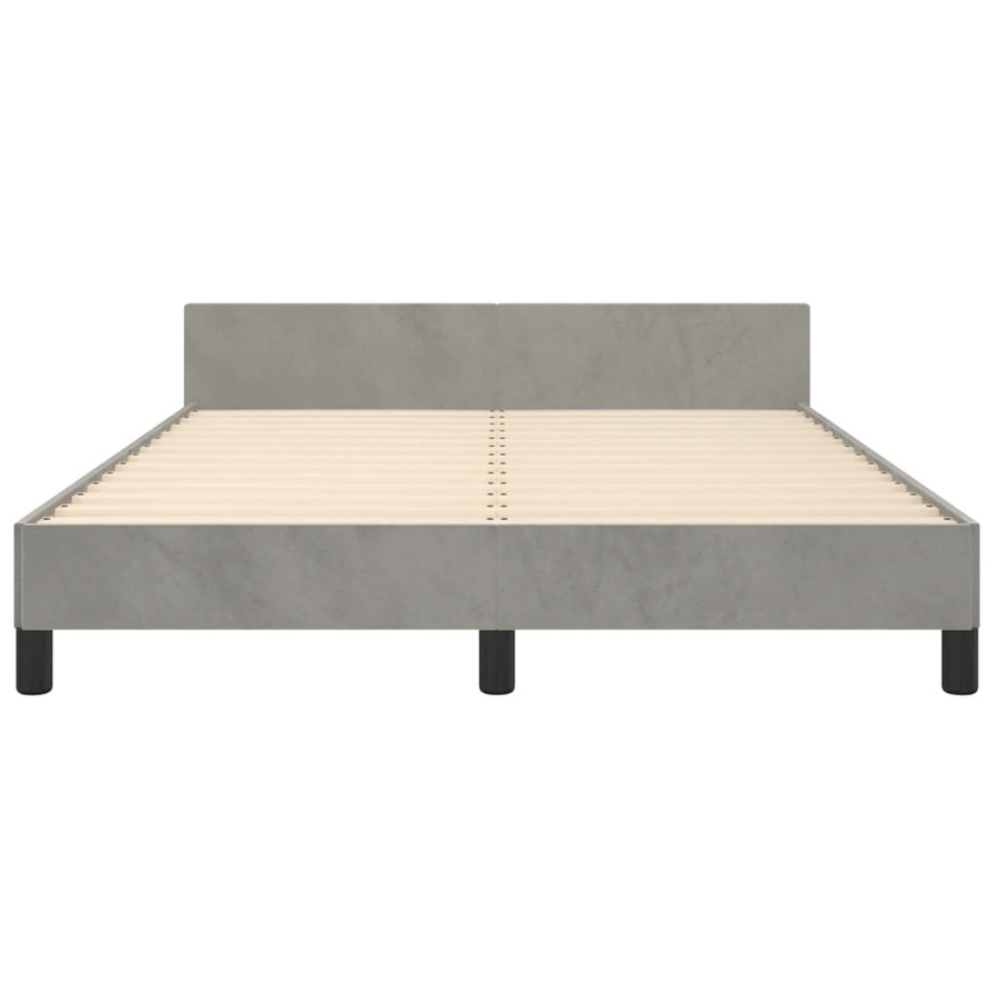 vidaXL Bettgestell mit Kopfteil aus Samt in Hellgrau, B/T/H: 140 x 190 x 146 cm - Bild 3
