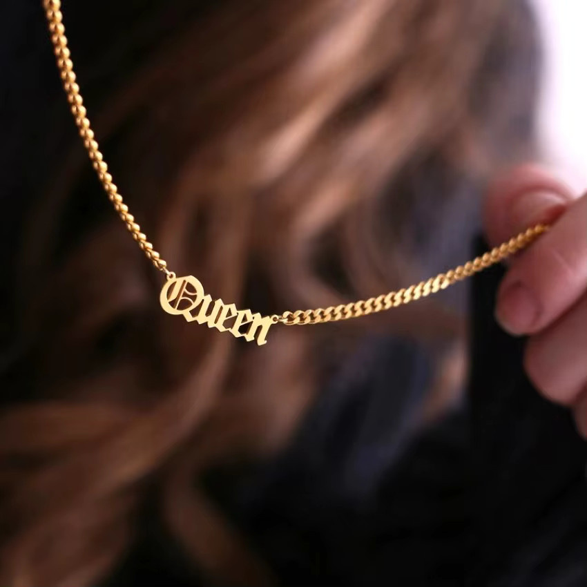 CEYAWEI Namenskette Edelstahl, Gold, Damen - Bild 2
