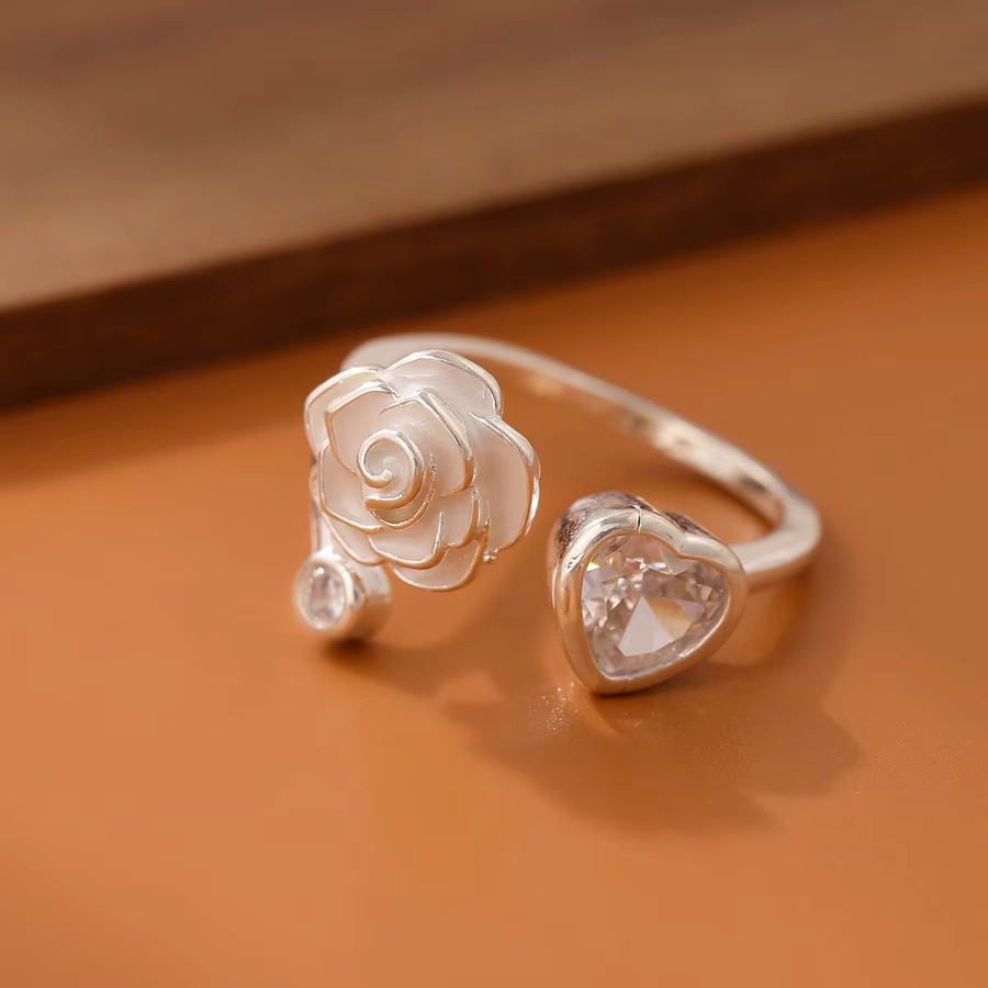 GaGa-Duck Ring, 925 Silber, Kristall, Blume, Unisex - Bild 2
