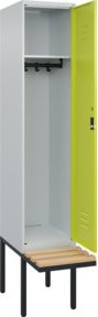 C+P Spind Classic PLUS Garderobenschrank mit Sitzbank, 1 Abteil, Zylinderschloss und 4 Garderobenhaken, B/T/H: 212 x 40 x 81,5 cm - Bild 1