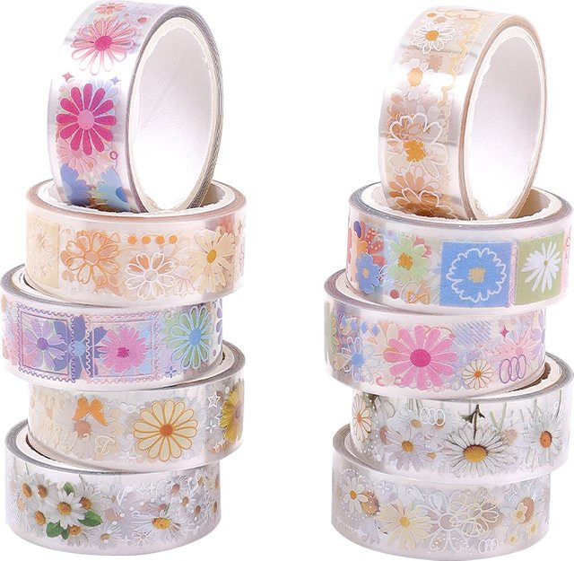 Little Daisy Washi Tape Set mit 10 Rollen in Multicolour für Journaling und Scrapbooking - Bild 1