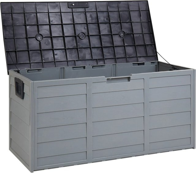 Beliani Truhe LOCARNO für den Garten in Grau und Beige, B/T/H: 112 x 50 x 53 cm - Bild 1