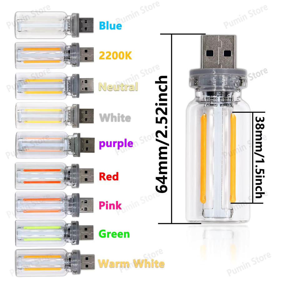 Retro LED USB Glühbirne für dekorative Beleuchtung, DC5V, 2200K Warmweiß und Multicolour - Bild 2