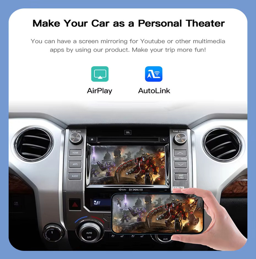 AUTOABC Drahtlose CarPlay und Android Auto Decoder Box für Toyota Tacoma und Tundra mit Touch2 und Entune 2.0 System sowie Bildschirmspiegelung in Schwarz und Grau - Bild 4