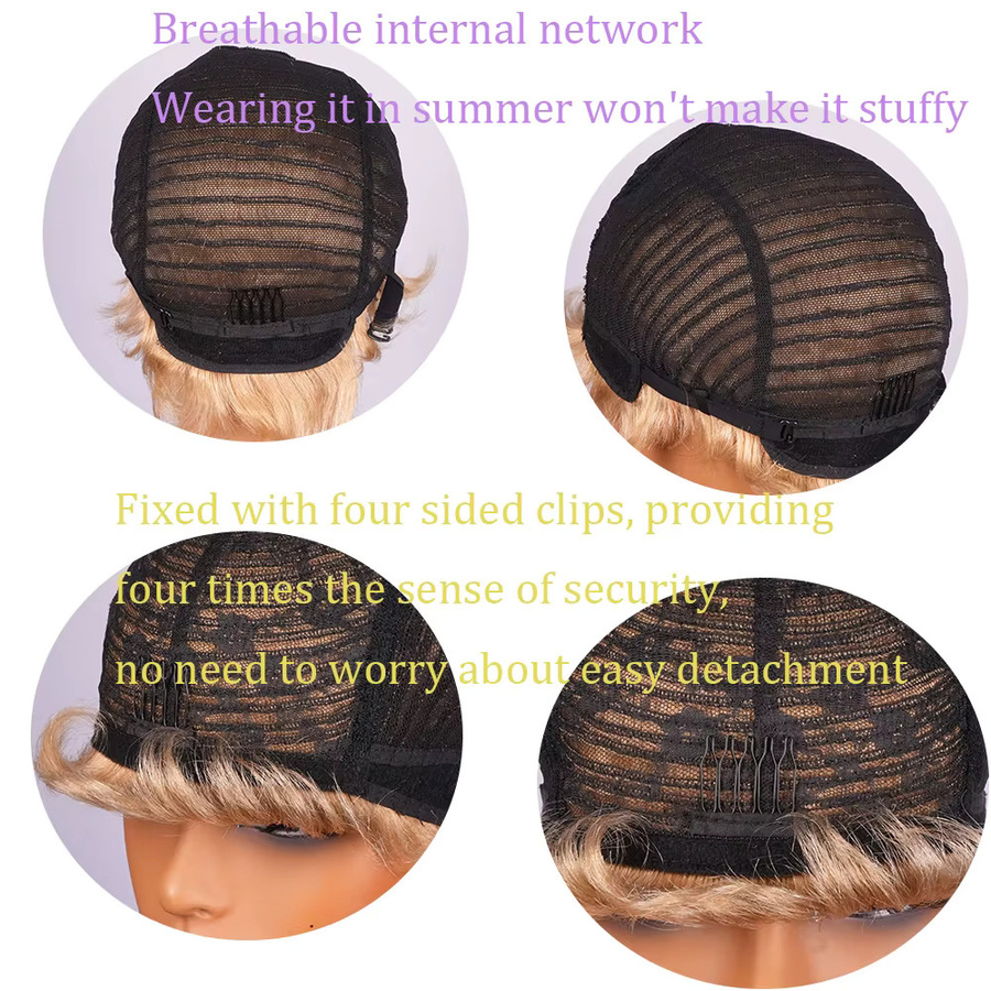 OYM HAIR Echthaarperücke mit Pony, Kurzhaarperücke für Damen - Bild 4