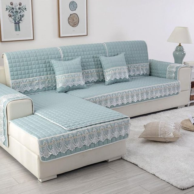 Super Six Sofakissen aus gebürstetem Stoff mit Spitze, quadratisch, B/B: 70 x 70 cm - Bild 1