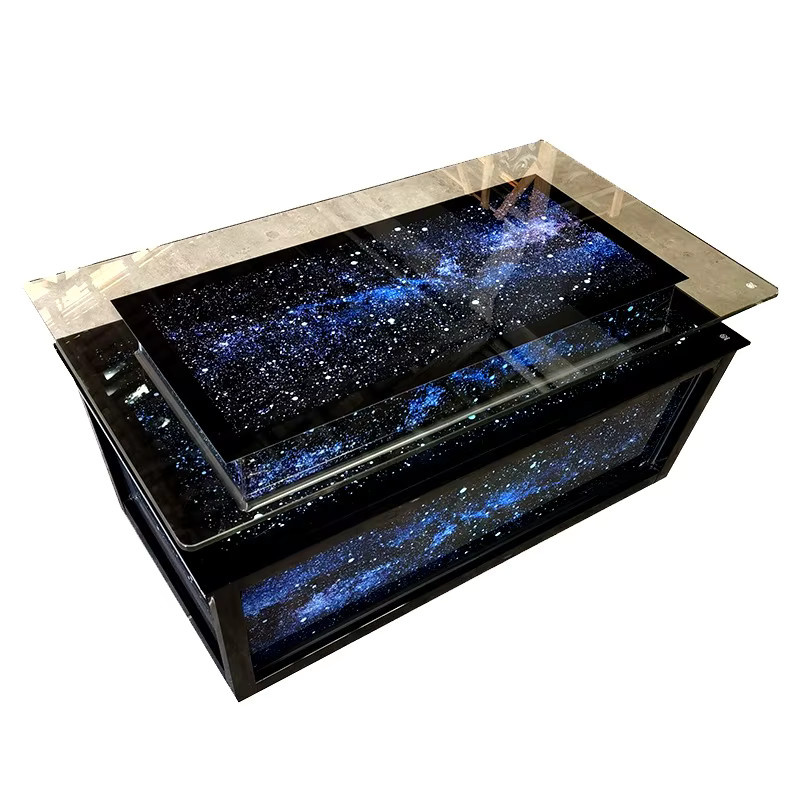 Moderner leuchtender Couchtisch aus gehärtetem Glas mit Display-Design von OEMG - Bild 3