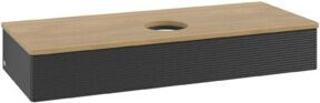 V&B Waschtischunterschrank Antao mit Frontstruktur in Eiche Honig und Blau, B/T/H: 120 x 50 x 19 cm - Bild 1