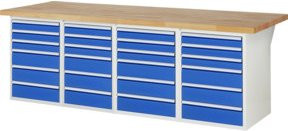 Rau Werkbank 7515A5 in Blau mit 24 Schubladen, B: 250 cm, T: 90 cm, H: 84 cm - Bild 1