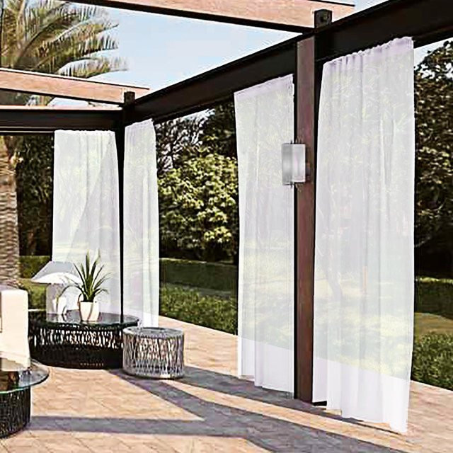 Cabana Vorhang für Innen und Außen, lichtfilternd und wasserabweisend, Weiß, Breite: 137 cm, Höhe: 213 cm - Bild 1