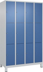 C+P Schließfachschrank Classic PLUS mit 4 Abteilen und Füßen, Farbe Grau und Blau, B/T/H: 120 x 50 x 195 cm - Bild 1