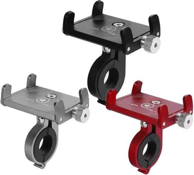 Universelle Fahrrad Handyhalterung aus Metall für MTB, Rennrad und Motorrad in Schwarz - Bild 1