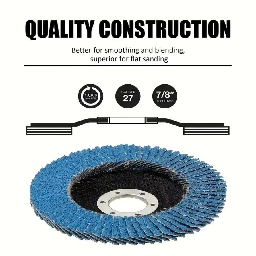 Blaue Lamellenschleifscheiben für Winkelschleifer, Durchmesser: 125 mm, Körnung 60/80/120, Schleifmittel für Metall, Holz und Kunststoff - Bild 3