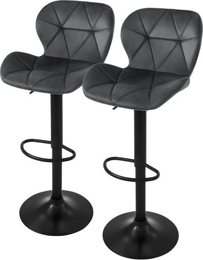 ML-Design Barhocker 2er Set aus Samt in Grau mit Rückenlehne und Fußstütze höhenverstellbar - Bild 1