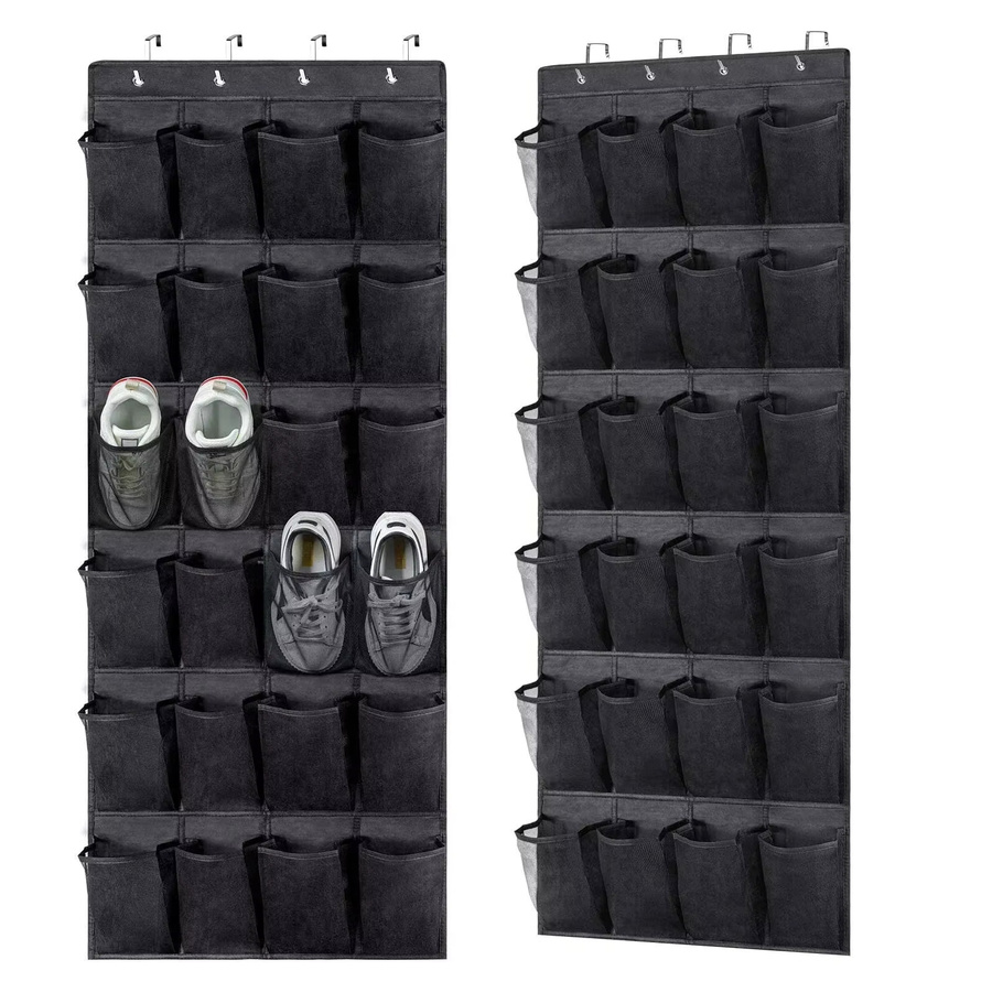HOCOSHINE Hängendes Schuhregal mit 24 großen Netztaschen als Tür-Organizer für den Schrank in Schwarz oder Weiß - Bild 2