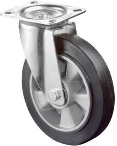 BS Rollen Transportrolle L400.B80.200 Lenkrolle in Schwarz und Silber aus Aluminium mit Schraubbefestigung und Raddurchmesser 200 mm - Bild 1