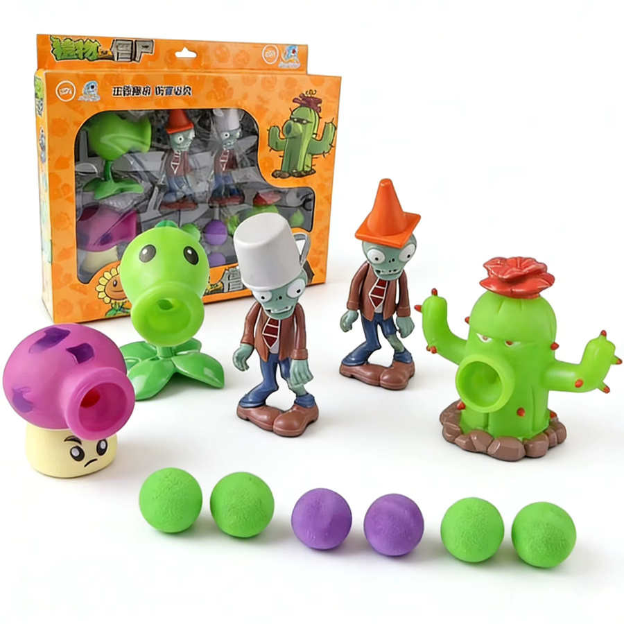 SHI JI YI GAO Plants Vs Zombies Erbsenschütze Sonnenblumen-Zombies Spielzeug-Set, Spielfiguren-Modell - Bild 3