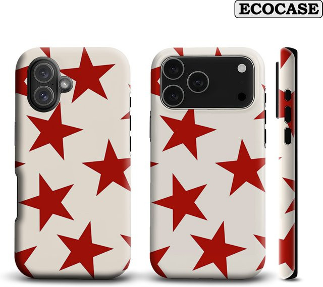 Bold Red Stars Handyhülle für Apple iPhone 17 16 15 14 13 12 11 Pro Max Plus mit doppelschichtiger Rückseite in Rot - Bild 1
