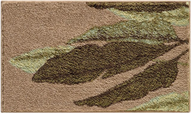 Rutschfeste Badematte mit floralem Blätterdesign in Beige, Green und Multicolour aus 100% Polyacryl, für Fußbodenheizung geeignet - Bild 1