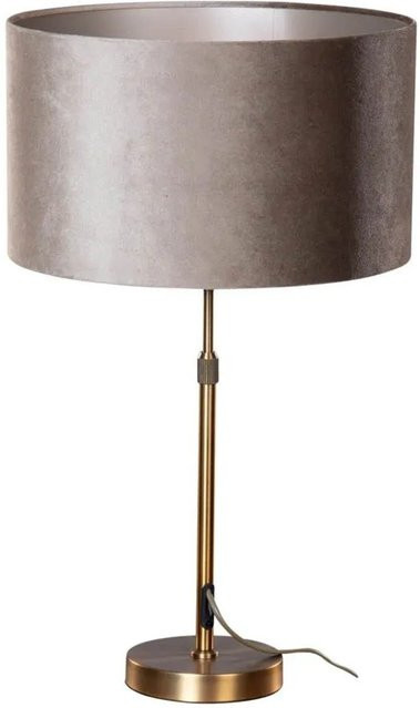 QAZQA Tischleuchte in Bronze mit taupefarbenem Samtschirm, Höhe: 35 cm - Bild 1