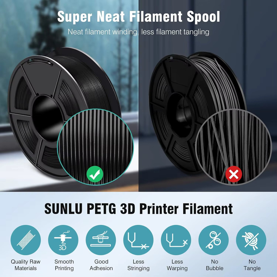 SUNLU 3D-Drucker-Filament 1,75 mm PLA in Weiß für FDM-Drucker - Bild 2