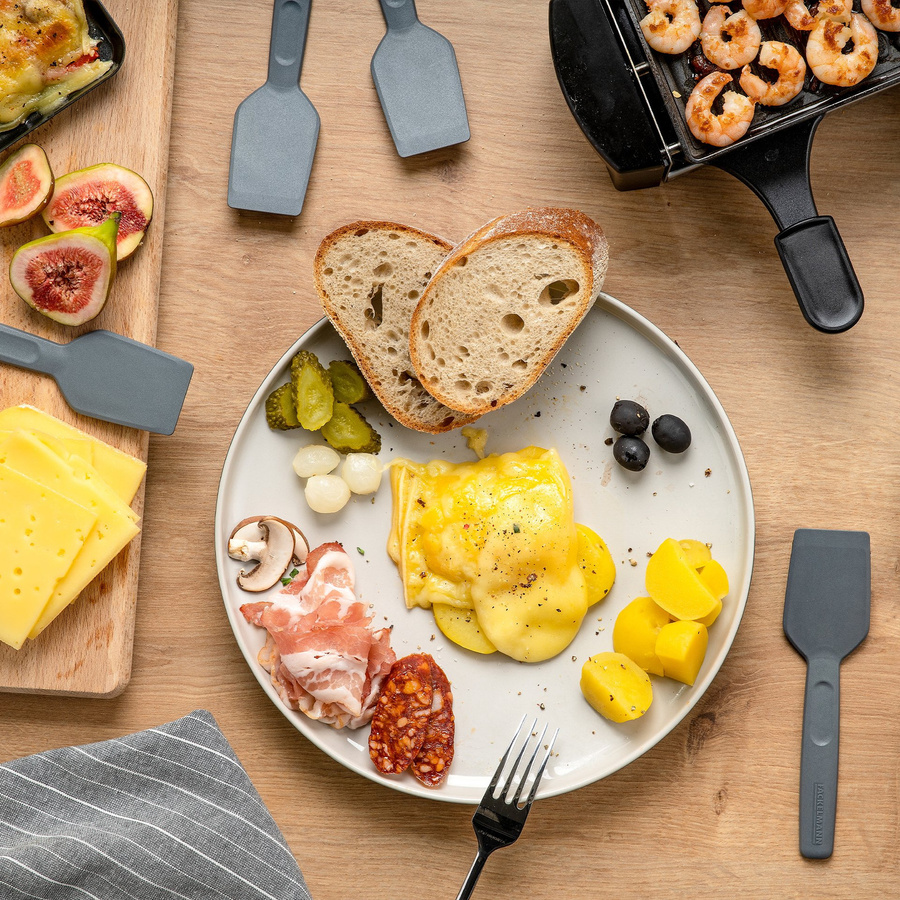 Fackelmann Raclette-Helfer Set, 12-teilig, Grau, Spatula aus hitzebeständigem Kunststoff, spülmaschinenfest und kratzfest - Bild 2