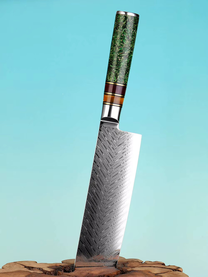 Xituo Nakiri-Messer aus japanischem Damaststahl mit Reisschalen-Harzgriff, 17,78 cm - Bild 7