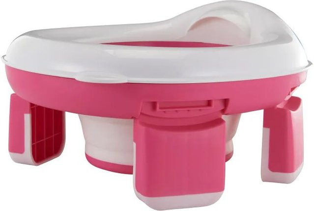 MARKET-2 3-in-1 Reisetoilettensitz für Kinder, faltbares Babytöpfchen aus Silikon und Kunststoff, Rosa - Bild 1