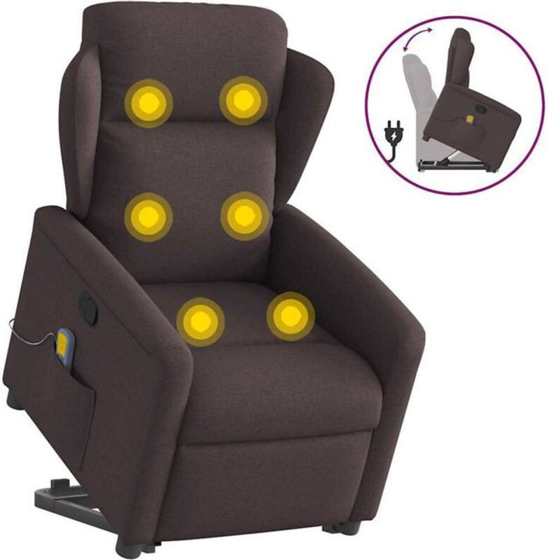 Vidaxl Massagesessel mit Aufstehhilfe in Braun aus Stoff - Bild 1