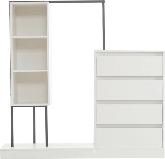 okwish Kleiderschrank für Kinder mit Kleiderstange und Schubladen, Weiß, B/T/H: 140 x 40 x 127,5 cm - Bild 1