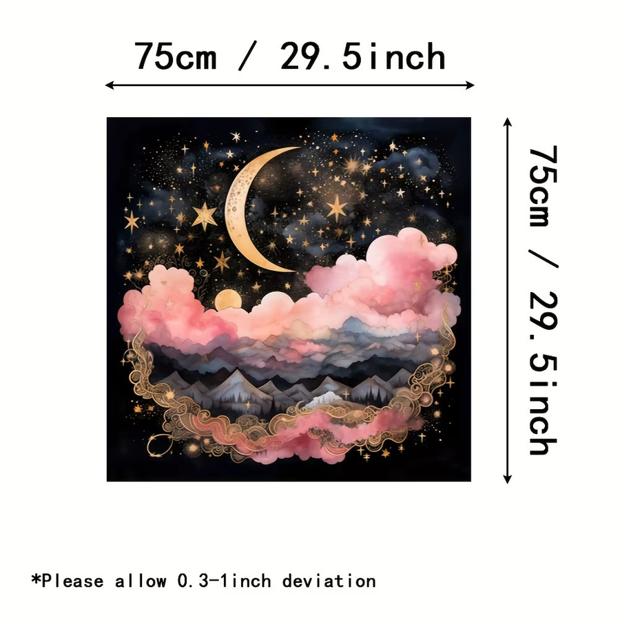 VIKAMA Tarot Tischdecke Sternennacht Mond und Sterne, quadratische Altar Tischdecke im Boho Design, Mehrfarbig, B/T: 75 x 75 cm - Bild 2