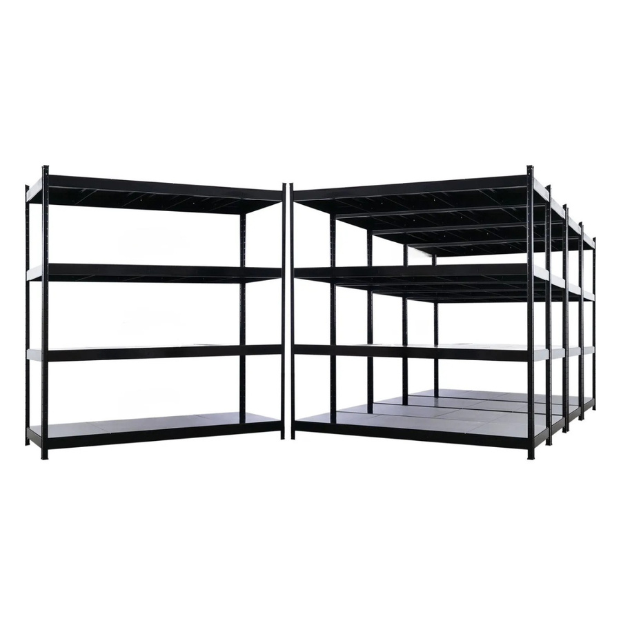 PROREGAL HERCULES Schwerlastregal Set aus 5 Profi-Regalsystemen mit Metallböden in Schwarz, B/T/H: 200 x 60 x 200 cm, 4 Stahlplatten-Ebenen pro Regal, Fachlast 400 kg - Bild 2