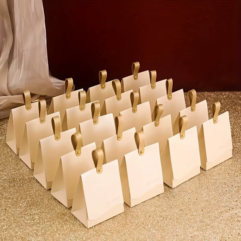 10 Stück elegante Kunstleder-Geschenkboxen in Gold für Hochzeiten und Partys - Bild 3