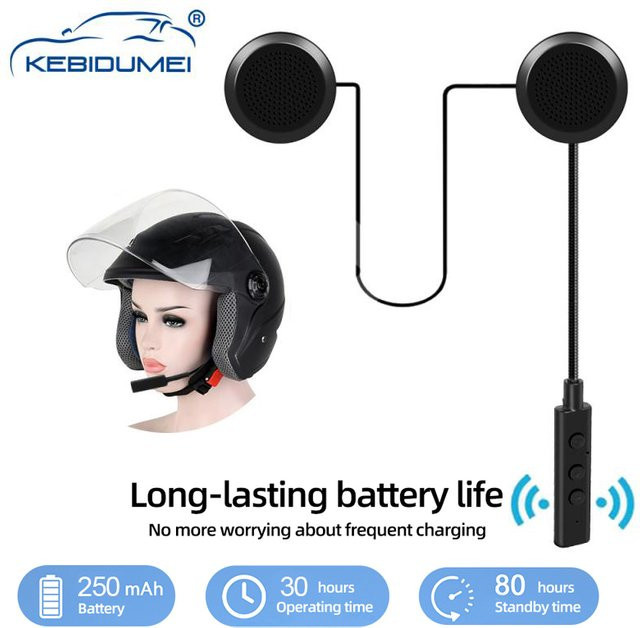 Kebidumei Bluetooth-Headset für Motorradhelme, wasserdichtes kabelloses Stereo-Headset mit Freisprecheinrichtung in Schwarz - Bild 1