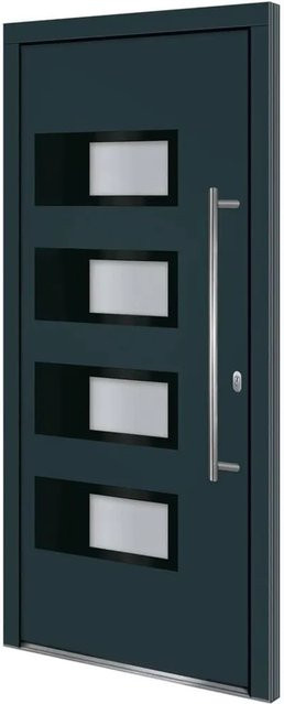 vidaXL Haustür in Anthrazit mit Glaseinsatz aus Aluminium und Kunststoff, B/H: 100 x 210 cm - Bild 1