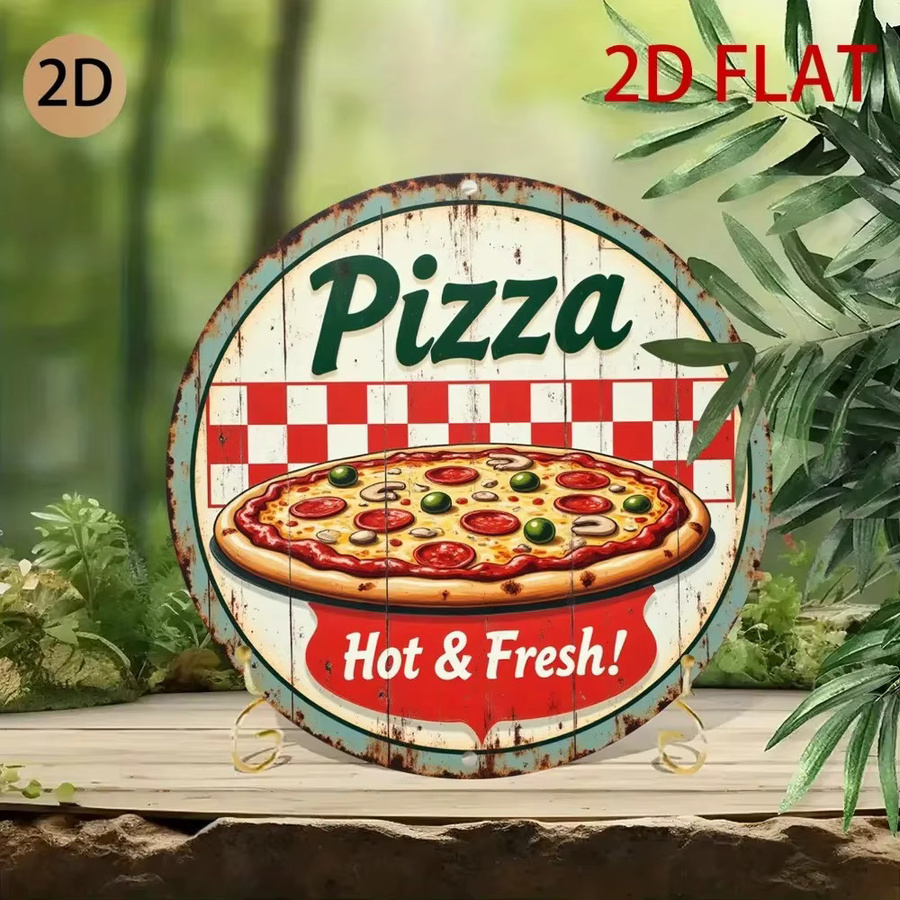 CIFBUY Vintage Pizza Metallschild Rund Wanddekoration Multicolour Durchmesser: 20 cm - Bild 4