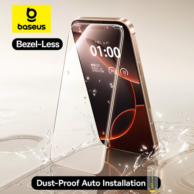 Baseus Full-View Displayschutzfolie aus gehärtetem Glas 0,3 mm für iPhone 17 16 15 14 13 Pro Max und iPhone 17 Air, transparent und staubdicht - Bild 1