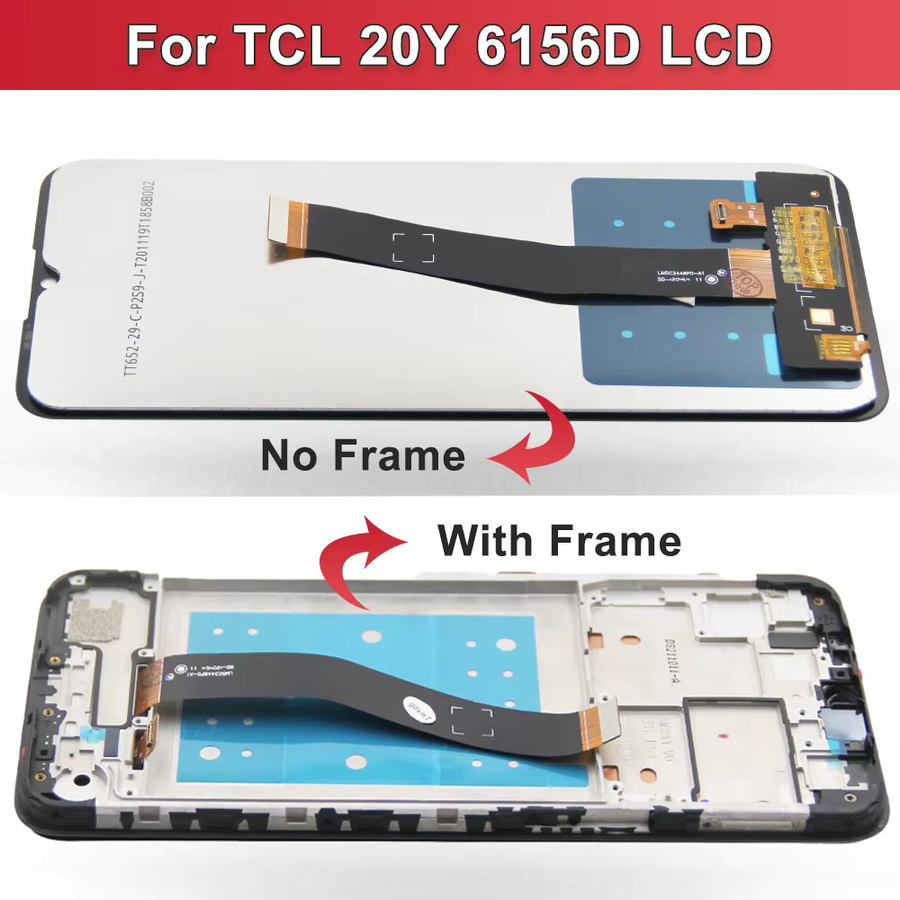 TCL 20Y LCD Display Touchscreen Baugruppe mit Rahmen in Schwarz, 6,52 Zoll Ersatzbildschirm für TCL 20Y 6156D - Bild 2