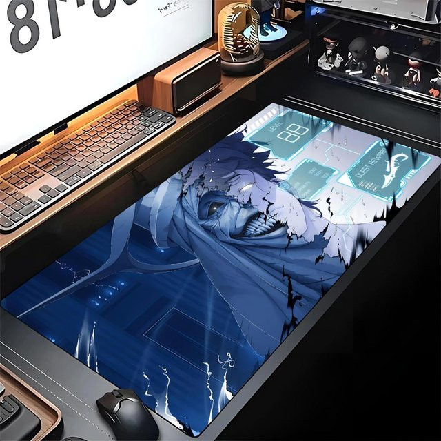 Anmie S-SoloS L-Leveling Gaming-Mauspad mit Rand in Schwarz oder Blau - Bild 1