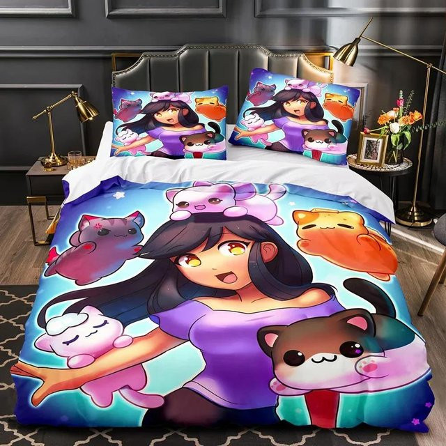 Aphmau Bettdecken-Set mit Bettbezug und Kissenbezug für Kinderzimmer, Mehrfarbig, Material: Mikrofaser, B/H: 260 x 220 cm - Bild 1