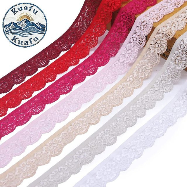 Elastische Spitzenborte in Grau, 25 mm breites besticktes Spitzenband für DIY-Bekleidung und Nähzubehör - Bild 1