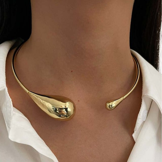 Choker Halskette Gold Wassertropfen, Damen, Mädchen, brown - Bild 1